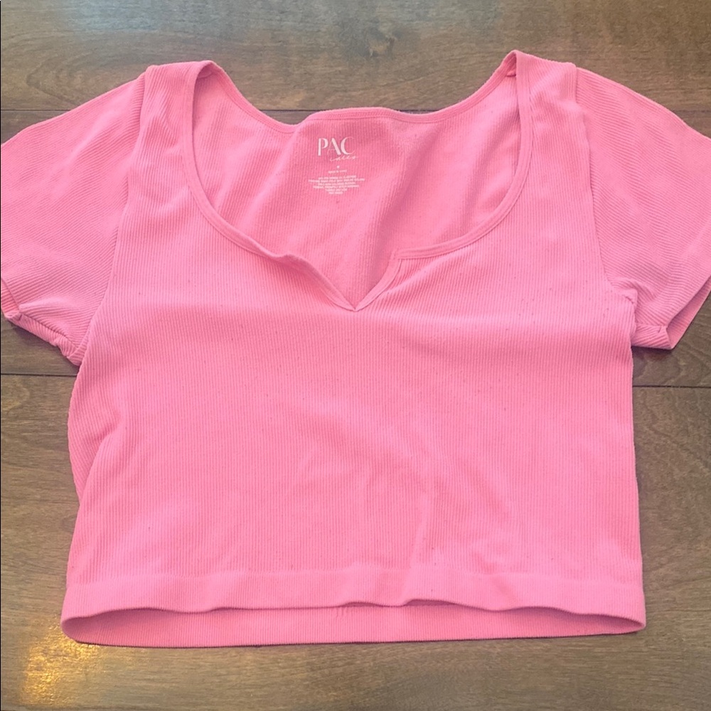 PacSun Pink Crop Fitted T-Shirt